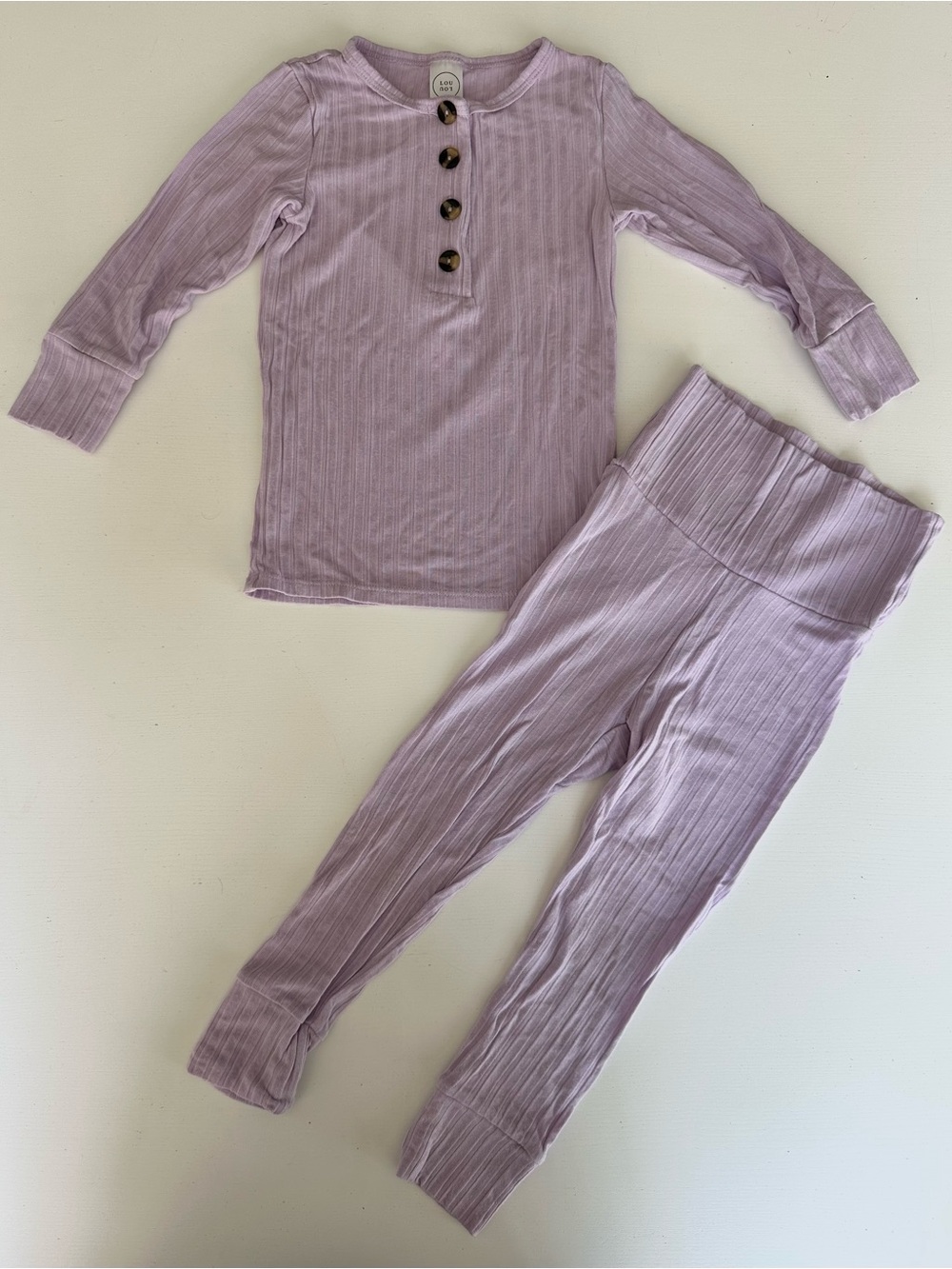 Lou Lou & Company Ribbed Henley Top and High-Waist Leggings - Lavender